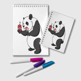 Блокнот с принтом Взрывная панда в Екатеринбурге, 100% бумага | 48 листов, плотность листов — 60 г/м2, плотность картонной обложки — 250 г/м2. Листы скреплены удобной пружинной спиралью. Цвет линий — светло-серый
 | bomb | dinamit | panda | бомба | динамит | животное | панда