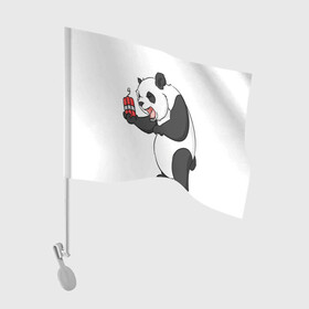 Флаг для автомобиля с принтом Взрывная панда в Екатеринбурге, 100% полиэстер | Размер: 30*21 см | bomb | dinamit | panda | бомба | динамит | животное | панда