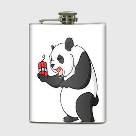 Фляга с принтом Взрывная панда в Екатеринбурге, металлический корпус | емкость 0,22 л, размер 125 х 94 мм. Виниловая наклейка запечатывается полностью | bomb | dinamit | panda | бомба | динамит | животное | панда