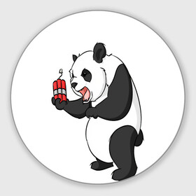 Круглый коврик для мышки с принтом Взрывная панда в Екатеринбурге, резина и полиэстер | круглая форма, изображение наносится на всю лицевую часть | bomb | dinamit | panda | бомба | динамит | животное | панда