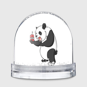 Игрушка Снежный шар с принтом Взрывная панда в Екатеринбурге, Пластик | Изображение внутри шара печатается на глянцевой фотобумаге с двух сторон | bomb | dinamit | panda | бомба | динамит | животное | панда