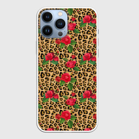 Чехол для iPhone 13 Pro Max с принтом Шкура Леопарда в Цветах в Екатеринбурге,  |  | jaguar | leopard | ocelot | predator | гепард | дикая кошка | животное | зверь | кот | красота | леопард | леопардовые пятна | оцелот | розы | хищная кошка | хищник | цветник | цветы | ягуар
