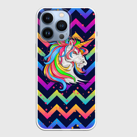 Чехол для iPhone 13 Pro с принтом Cерьезный Единорог   Frowning Unicorn в Екатеринбурге,  |  | angry | neon | unicorn | единорог | злой | кислотный | конь | лошадь | неон | пони | радуга | радужный | сердитый | серьезный | хмурый | юникорн