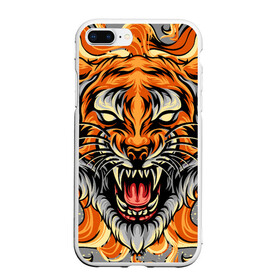Чехол для iPhone 7Plus/8 Plus матовый с принтом Символ года тигр в гневе в Екатеринбурге, Силикон | Область печати: задняя сторона чехла, без боковых панелей | 2022 | большая кошка | животное | новый год | символ года | тигр | хищник