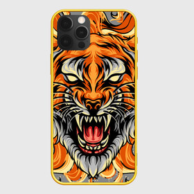 Чехол для iPhone 12 Pro с принтом Символ года тигр в гневе в Екатеринбурге, силикон | область печати: задняя сторона чехла, без боковых панелей | 2022 | большая кошка | животное | новый год | символ года | тигр | хищник