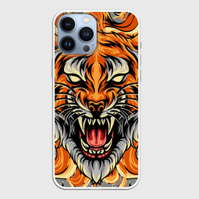 Чехол для iPhone 13 Pro Max с принтом Символ года тигр в гневе в Екатеринбурге,  |  | Тематика изображения на принте: 2022 | большая кошка | животное | новый год | символ года | тигр | хищник