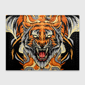 Обложка для студенческого билета с принтом Символ года тигр в гневе в Екатеринбурге, натуральная кожа | Размер: 11*8 см; Печать на всей внешней стороне | 2022 | большая кошка | животное | новый год | символ года | тигр | хищник