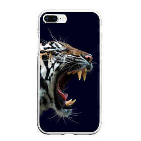 Чехол для iPhone 7Plus/8 Plus матовый с принтом Оскал тигра | Большая кошка в Екатеринбурге, Силикон | Область печати: задняя сторона чехла, без боковых панелей | 2022 | big teeth | fangs | grin | tiger | tigr | tigris | большая кошка | большие зубы | клыки | новый год | оскалиться | острые клыки | полосатая кошка | скалить | скалить зубы | тигр