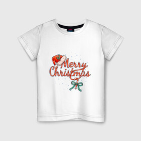 Детская футболка хлопок с принтом Merry Christmas 2022 в Екатеринбурге, 100% хлопок | круглый вырез горловины, полуприлегающий силуэт, длина до линии бедер | 2022 | merry christmas | нг | новогодняя | новый год | рождество