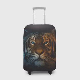 Чехол для чемодана 3D с принтом Тигр с голубыми глазами в Екатеринбурге, 86% полиэфир, 14% спандекс | двустороннее нанесение принта, прорези для ручек и колес | tiger | животное | символ года | тигр | хищник