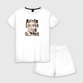 Женская пижама с шортиками хлопок с принтом Буквы Adele в Екатеринбурге, 100% хлопок | футболка прямого кроя, шорты свободные с широкой мягкой резинкой | буквы | глаза | имя | лицо | надпись | певица