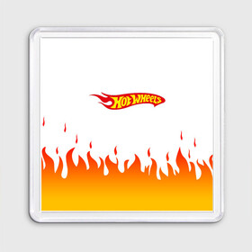 Магнит 55*55 с принтом Hot Wheels | Logo | Fire в Екатеринбурге, Пластик | Размер: 65*65 мм; Размер печати: 55*55 мм | Тематика изображения на принте: auto | bone shaker | fire | hot wheels | logo | mattel | rd02 | twin mill | авто | автомобиль | ам | горячие колёса | лого | логотип | огненная | огонь | хот велс | эмблема