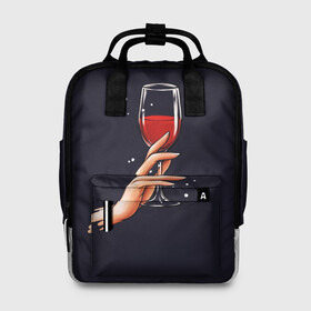 Женский рюкзак 3D с принтом Пьём? в Екатеринбурге, 100% полиэстер | лямки с регулируемой длиной, сверху ручки, чтобы рюкзак нести как сумку. Основное отделение закрывается на молнию, как и внешний карман. Внутри два дополнительных кармана, один из которых закрывается на молнию. По бокам два дополнительных кармашка, куда поместится маленькая бутылочка
 | 2022 | бокал вина | вино | нг | новогодний | новый год