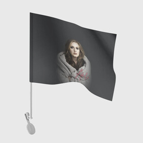 Флаг для автомобиля с принтом Фото Адель в Екатеринбурге, 100% полиэстер | Размер: 30*21 см | девушка | имя | певица | свитер | фото