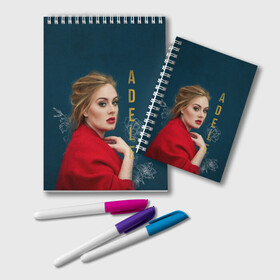 Блокнот с принтом Portrait Adele в Екатеринбурге, 100% бумага | 48 листов, плотность листов — 60 г/м2, плотность картонной обложки — 250 г/м2. Листы скреплены удобной пружинной спиралью. Цвет линий — светло-серый
 | Тематика изображения на принте: имя | лицо | надпись | певица | портрет