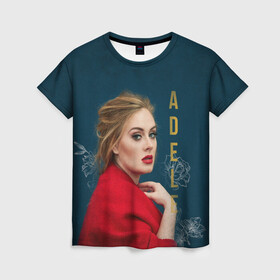 Женская футболка 3D с принтом Portrait Adele в Екатеринбурге, 100% полиэфир ( синтетическое хлопкоподобное полотно) | прямой крой, круглый вырез горловины, длина до линии бедер | имя | лицо | надпись | певица | портрет