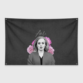 Флаг-баннер с принтом Flowers Adele в Екатеринбурге, 100% полиэстер | размер 67 х 109 см, плотность ткани — 95 г/м2; по краям флага есть четыре люверса для крепления | имя | надпись | певица | текстура | цветы