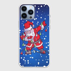 Чехол для iPhone 13 Pro Max с принтом ДАБ САНТА В ГИРЛЯНДЕ в Екатеринбурге,  |  | 2022 | christmas | cold | dab | dub | garland | klaus | merry | new | santa | snow | winter | year | герлянды | гирлянда | год | даб | зима | клаус | мороз | новый | рождество | санта | снег | фонарики | холод