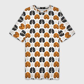 Платье-футболка 3D с принтом Собаки Спаниель в Екатеринбурге,  |  | cocker spaniel | dog spaniel | k | английский спаниель | год собаки | друг человека | животное | зверь | кавалер спаниель | кинг чарльз спаниель | кинолог | кокер спаниель | охотничья собака | пёс