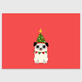Поздравительная открытка с принтом Новогодний Мопс   Пёсик в Екатеринбурге, 100% бумага | плотность бумаги 280 г/м2, матовая, на обратной стороне линовка и место для марки
 | 2021 | 2022 | bite me | christmas | marry christmas | new year | в топе | герлянды | для друга | елка | кусь | мопс | нг | новогодний мопс | новогодний свитер | новый год | пёсик | песк | подарок | пряник | пряня | псина