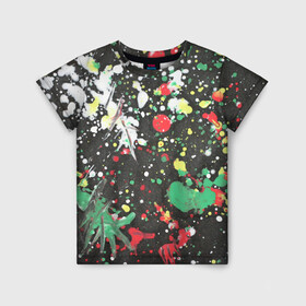Детская футболка 3D с принтом Кляксомания в Екатеринбурге, 100% гипоаллергенный полиэфир | прямой крой, круглый вырез горловины, длина до линии бедер, чуть спущенное плечо, ткань немного тянется | абстракция | кляксы | мазки | пестрый | пятна | цветной