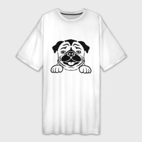 Платье-футболка 3D с принтом Милый щенок бульдога в Екатеринбурге,  |  | белый фон | бульдог | восхитительный | животные | золотистый ретривер | лапы | любитель собак | маленький | милые глаза | собака | такса | черный | щенок