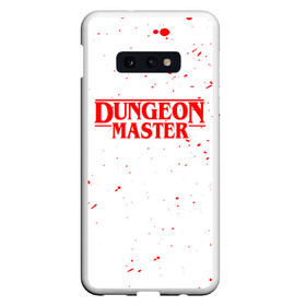 Чехол для Samsung S10E с принтом DUNGEON MASTER BLOOD ГАЧИМУЧИ БЕЛЫЙ в Екатеринбурге, Силикон | Область печати: задняя сторона чехла, без боковых панелей | aniki | billy | boss | boy | bucks | dark | deep | door | dungeon | fantasy | gachi | gachimuchi | gym | hundred | master | muchi | next | stranger | the | things | three | van | wee | билли | ван | гачи | гачимучи | дела | мучи | 