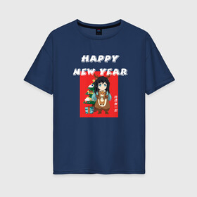 Женская футболка хлопок Oversize с принтом Муитиро Токито | новый год в Екатеринбурге, 100% хлопок | свободный крой, круглый ворот, спущенный рукав, длина до линии бедер
 | kimetsu no yaiba | muichirou tokitou | клинок | муитиро токито | новогодний | новый год | рассекающий демонов