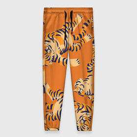 Женские брюки 3D с принтом Тигр паттерн в Екатеринбурге, полиэстер 100% | прямой крой, два кармана без застежек по бокам, с мягкой трикотажной резинкой на поясе и по низу штанин. В поясе для дополнительного комфорта — широкие завязки | 2022 | год тигра | китайский календарь | надписи | новый год | тигр