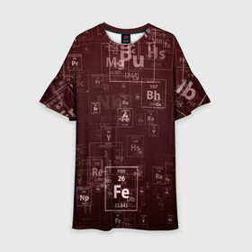 Детское платье 3D с принтом Fe - Таблица Менделеева в Екатеринбурге, 100% полиэстер | прямой силуэт, чуть расширенный к низу. Круглая горловина, на рукавах — воланы | fe | для студентов | для физиков | для химиков | железо | наука | таблица менделеева | ученым | физика | химия | элемент