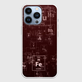 Чехол для iPhone 13 Pro с принтом Fe   Таблица Менделеева в Екатеринбурге,  |  | fe | для студентов | для физиков | для химиков | железо | наука | таблица менделеева | ученым | физика | химия | элемент