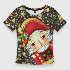 Женская футболка 3D Slim с принтом ЩЕЛКУНЧИК  2022 в Екатеринбурге,  |  | Тематика изображения на принте: 2022 | nutcracker | арт | ёлка | креативный | лучшее | мультик | новый год | оригинальный | подарок | праздник | топ | фильм | щелкунчик