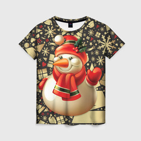 Женская футболка 3D с принтом СНЕГОВИК 2022 в Екатеринбурге, 100% полиэфир ( синтетическое хлопкоподобное полотно) | прямой крой, круглый вырез горловины, длина до линии бедер | 2022 | newyear | детям | зима | красивый | лучшее | необычный | новый год | подарок | праздники | рождество | снеговик | топ