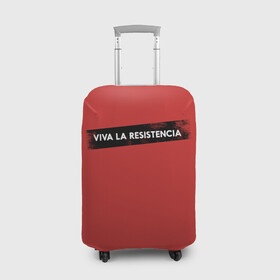 Чехол для чемодана 3D с принтом VIVA LA RESISTENCIA в Екатеринбурге, 86% полиэфир, 14% спандекс | двустороннее нанесение принта, прорези для ручек и колес | bella | bells | casa | ciao | de | el | jingle | la | moscow | netflix | papel | professor | resistencia | tokio | viva | бумажный | дом | профессор