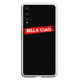 Чехол для Honor 20 с принтом BELLA CIAO (БУМАЖНЫЙ ДОМ) в Екатеринбурге, Силикон | Область печати: задняя сторона чехла, без боковых панелей | Тематика изображения на принте: bella | bells | casa | ciao | de | el | jingle | la | moscow | netflix | papel | professor | resistencia | tokio | viva | бумажный | дом | профессор