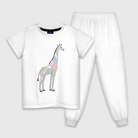 Детская пижама хлопок с принтом Волшебный жираф в Екатеринбурге, 100% хлопок |  брюки и футболка прямого кроя, без карманов, на брюках мягкая резинка на поясе и по низу штанин
 | автралия | африка | волшебство | животное | жираф | зверь | мило | милота | мозаика | редкое животное | сказка | цвета | чудо | экзотика
