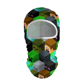 Балаклава 3D с принтом MINECRAFT PATTERN МАЙНКРАФТ УЗОР в Екатеринбурге, 100% полиэстер, ткань с особыми свойствами — Activecool | плотность 150–180 г/м2; хорошо тянется, но при этом сохраняет форму. Закрывает шею, вокруг отверстия для глаз кайма. Единый размер | block | craft | creeper | cube | dungeons | game | games | logo | mine | minecraft | miner | pattern | pixel | zombie | блок | геометрия | данжен | зомби | игра | игры | крафт | крипер | кубики | лого | логотип | майкрафт | майн | майнкрафт | 