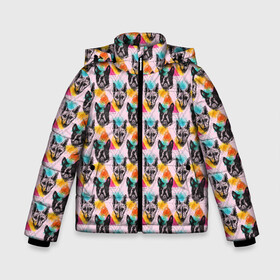 Зимняя куртка для мальчиков 3D с принтом Собаки в красочном дизайне в Екатеринбурге, ткань верха — 100% полиэстер; подклад — 100% полиэстер, утеплитель — 100% полиэстер | длина ниже бедра, удлиненная спинка, воротник стойка и отстегивающийся капюшон. Есть боковые карманы с листочкой на кнопках, утяжки по низу изделия и внутренний карман на молнии. 

Предусмотрены светоотражающий принт на спинке, радужный светоотражающий элемент на пуллере молнии и на резинке для утяжки | Тематика изображения на принте: animal | dog | барбос | бобик | год собаки | друг человека | животное | зверь | ищейка | кинолог | кость | лайка | пёс | собака | собаковод | собачьи следы от лап | сторожевая собака | хищник | четвероногий