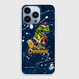 Чехол для iPhone 13 Pro с принтом Merry Christmas Пивозавр. в Екатеринбурге,  |  | Тематика изображения на принте: 2022 | happy new year | merry christmas | год тигра | дино | динозавр | зима близко | нг | новогодний | новый год | новый год 2022 | рождество | снежинки | тигр