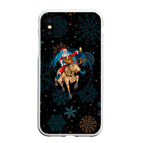 Чехол для iPhone XS Max матовый с принтом Олень и Santa. в Екатеринбурге, Силикон | Область печати: задняя сторона чехла, без боковых панелей | 2022 | happy new year | merry christmas | rdnewyear22 | santa | год тигра | зима близко | нг | новогодний | новый год | новый год 2022 | олень | рождество | санта | символ 2022 года | снежинки