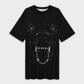 Платье-футболка 3D с принтом Собачий Оскал в Екатеринбурге,  |  | animal | dog | барбос | бобик | гнев | год собаки | друг человека | животное | зверь | злая собака | злость | зубы | ищейка | кинолог | кость | лайка | ненависть | оскал | пёс | собака | собаковод