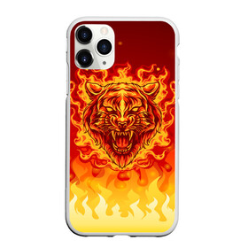 Чехол для iPhone 11 Pro Max матовый с принтом Огненный тигр в пламени в Екатеринбурге, Силикон |  | огонь | пламя | символ года | тигр | хищник