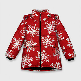 Зимняя куртка для девочек 3D с принтом Новогодние Снежинки НГ в Екатеринбурге, ткань верха — 100% полиэстер; подклад — 100% полиэстер, утеплитель — 100% полиэстер. | длина ниже бедра, удлиненная спинка, воротник стойка и отстегивающийся капюшон. Есть боковые карманы с листочкой на кнопках, утяжки по низу изделия и внутренний карман на молнии. 

Предусмотрены светоотражающий принт на спинке, радужный светоотражающий элемент на пуллере молнии и на резинке для утяжки. | Тематика изображения на принте: christmas | merry christmas | new year | новый год | новый год алфавит | новый год и рождество | новый год мерин | новый год снежинки | рождество | снежинки