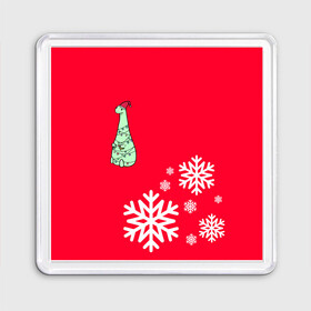 Магнит 55*55 с принтом НОВОГОДНИЙ ДРАКОНЧИК в Екатеринбурге, Пластик | Размер: 65*65 мм; Размер печати: 55*55 мм | 2021 | 2022 | new year | деда мороза | дракон | к нам приходит | клауса | костюм | новогодний | новый год | праздник | рождество | санты | снег | снежинки | снежок | узор