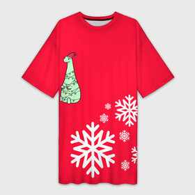 Платье-футболка 3D с принтом НОВОГОДНИЙ ДРАКОНЧИК в Екатеринбурге,  |  | 2021 | 2022 | new year | деда мороза | дракон | к нам приходит | клауса | костюм | новогодний | новый год | праздник | рождество | санты | снег | снежинки | снежок | узор