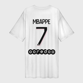 Платье-футболка 3D с принтом Mbappe 7 PSG Pink Theme в Екатеринбурге,  |  | mbappe | psg | аргентина | лео месси | лига 1 | лига чемпионов | месси | пари сен жермен | париж | псж | франция | французский футбол | футбол