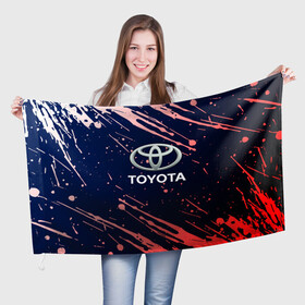 Флаг 3D с принтом Toyota градиент. в Екатеринбурге, 100% полиэстер | плотность ткани — 95 г/м2, размер — 67 х 109 см. Принт наносится с одной стороны | auto | sport | toyota | авто | автомобиль | бренд | спорт | тойота