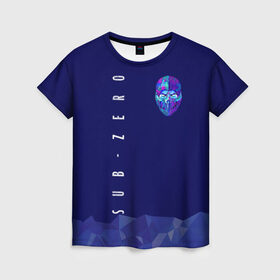 Женская футболка 3D с принтом Саб-Зиро. в Екатеринбурге, 100% полиэфир ( синтетическое хлопкоподобное полотно) | прямой крой, круглый вырез горловины, длина до линии бедер | game | mortal kombat | комбат | мортал | мортал комбат | саб зиро