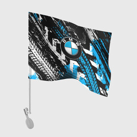 Флаг для автомобиля с принтом Следы от шин BMW в Екатеринбурге, 100% полиэстер | Размер: 30*21 см | bmw | bmw performance | m | motorsport | performance | бмв | моторспорт