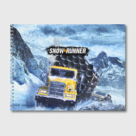 Альбом для рисования с принтом SNOWRUNNER ART СНОУРАННЕР АРТ в Екатеринбурге, 100% бумага
 | матовая бумага, плотность 200 мг. | game | snow runner | snowrunner | winter | грузовик | дальнобойщик | зима | игра | лес | симулятор | снег | сноу раннер | сноураннер